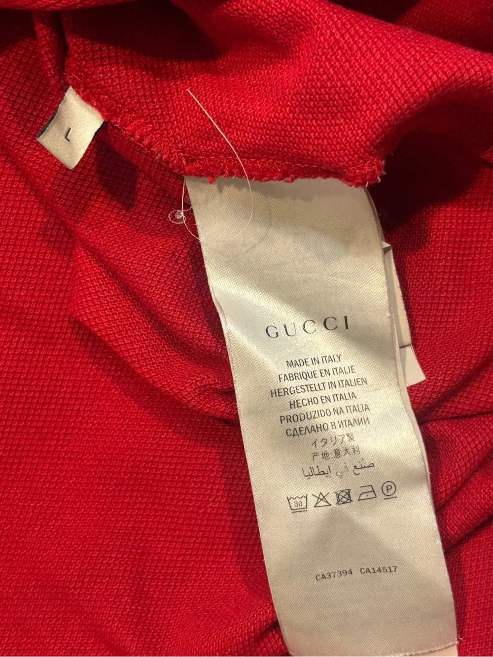 SOLD - Gucci Red Black Collar GG Runway Polo